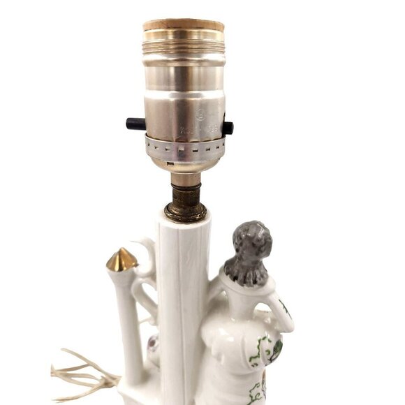 Wales Pottery Japan Figural Boudoir Lamp Victorian Style Lady & Gentleman Porcel - Picture 6 of 13